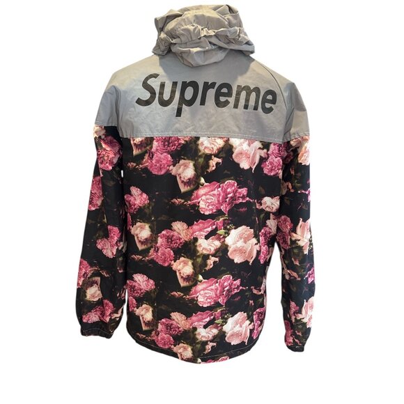 Supreme Floral Anorak Windbreaker Jacket L — 100% Cotton — Roses Print — Rare - Picture 4 of 13